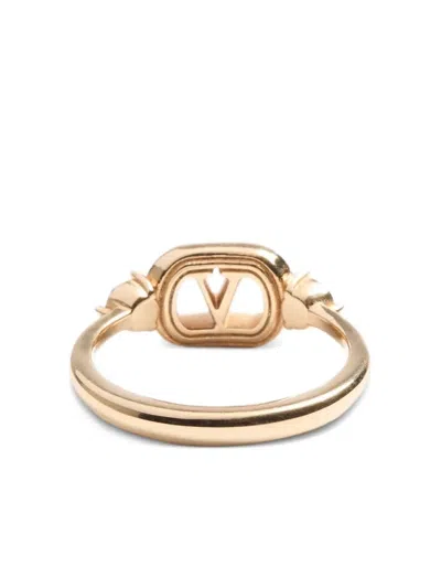 Valentino Swarovski Crystal-embellished Ovalette Logo Ring In Gold