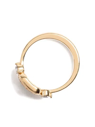 Valentino Swarovski Crystal-embellished Ovalette Logo Ring In Gold