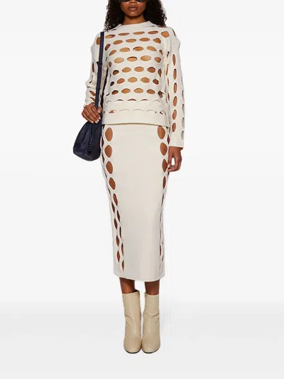 Diotima Galina Pullover In Lochstrick In White