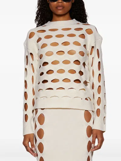 Diotima Galina Pullover In Lochstrick In White