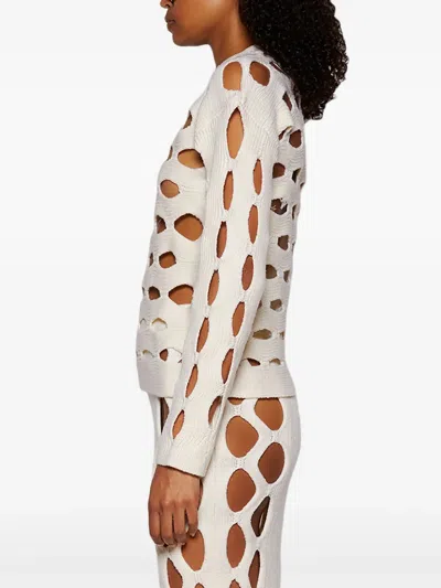 Diotima Galina Pullover In Lochstrick In White