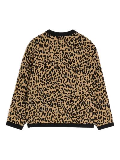 Valentino Wool Leopard Print Cardigan In Brown
