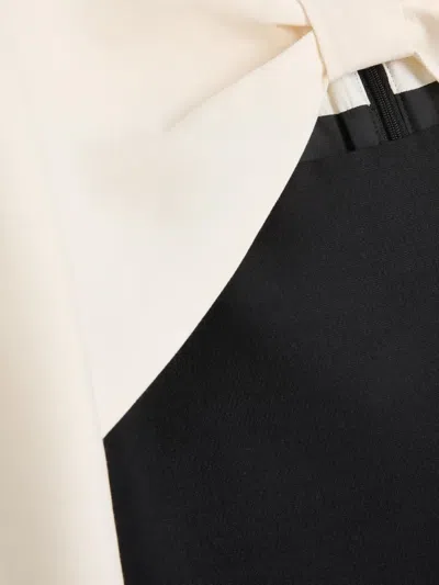 Valentino Garavani Crepe Couture Short Dress With Bow And Contrasting Sleeves Clothing In Black