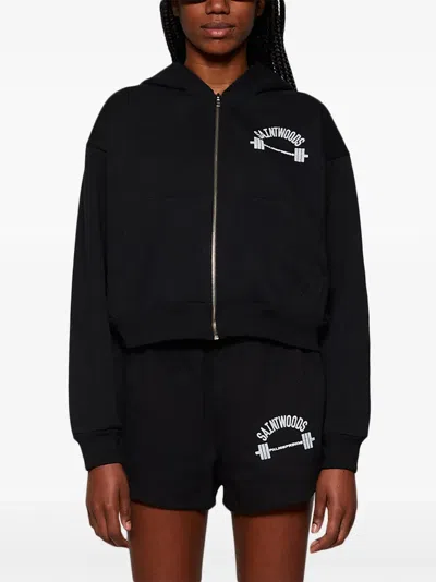 Saintwoods Klassischer Cropped-hoodie In Black