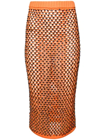 Diotima Spice Skirt In Crystal Mesh In Orange