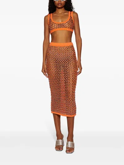 Diotima Spice Skirt In Crystal Mesh In Orange