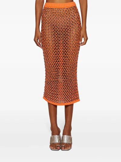 Diotima Spice Skirt In Crystal Mesh In Orange
