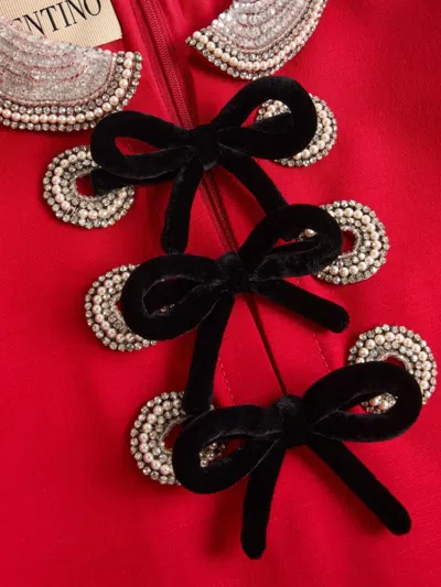 Valentino Embroidered Crepe Couture Short Dress Woman Paris 36 In Red