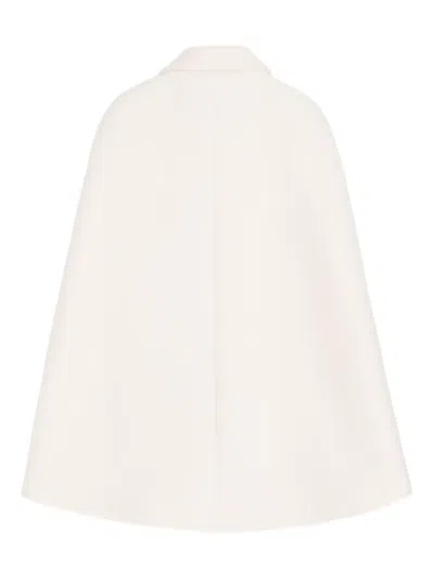 Valentino Drill Double Cape Woman Ivory 40 In Brown