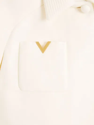 Valentino Drill Double Cape Woman Ivory 40 In Brown