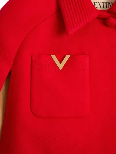 Valentino Garavani Drill Double Cape With V Gold Clothing In Red