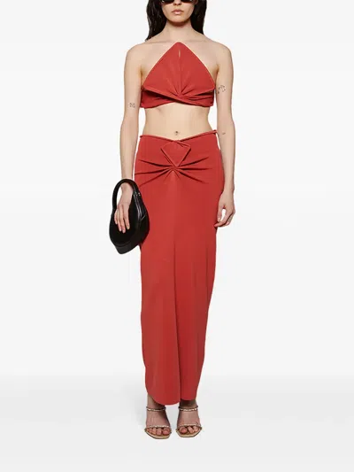 Christopher Esber Ore Pierced Spear Knit Bustier Brick In Red