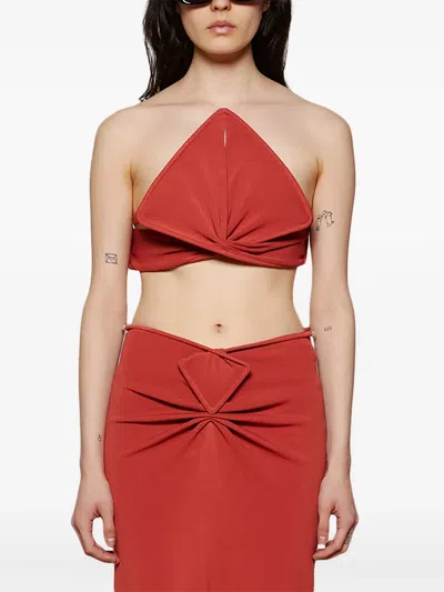 Christopher Esber Ore Pierced Spear Knit Bustier Brick In Red