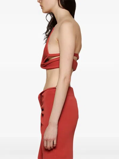 Christopher Esber Ore Pierced Spear Knit Bustier Brick In Red