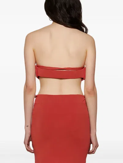 Christopher Esber Ore Pierced Spear Knit Bustier Brick In Red