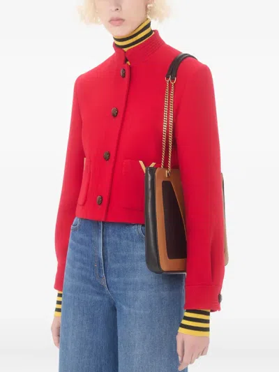 Valentino Drill Double Caban V-gold Jacke In Red