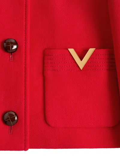 Valentino Drill Double Caban V-gold Jacke In Red