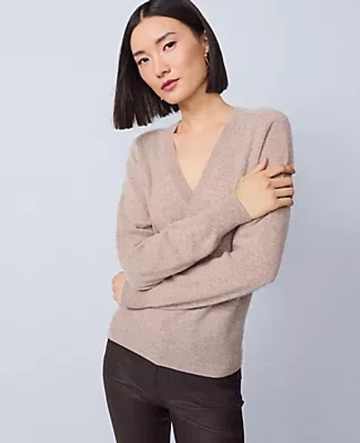Ann Taylor Cashmere V-neck Sweater In Neutral