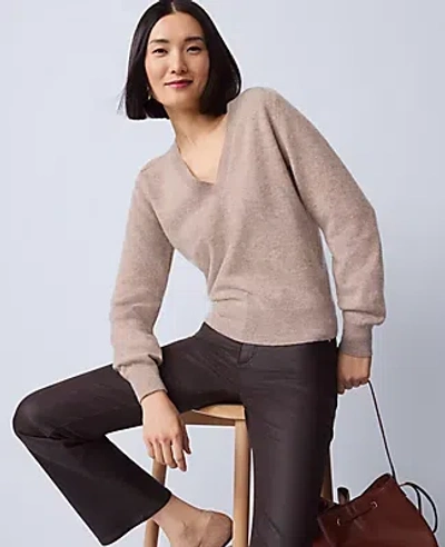 Ann Taylor Cashmere V-neck Sweater In Neutral