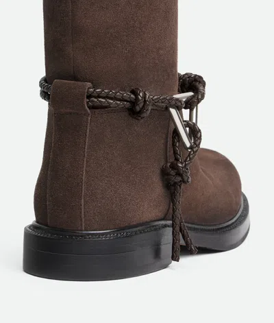 Bottega Veneta James Intrecciato Leather-trimmed Suede Knee Boots In Brown