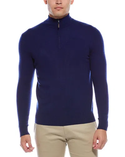 Quinn Cashmere 1/4-zip Mock Neck Sweater In Blue