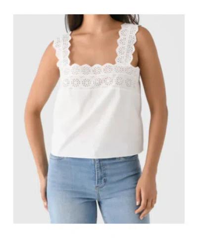 Frame Embroidered Scalloped-edge Top In White