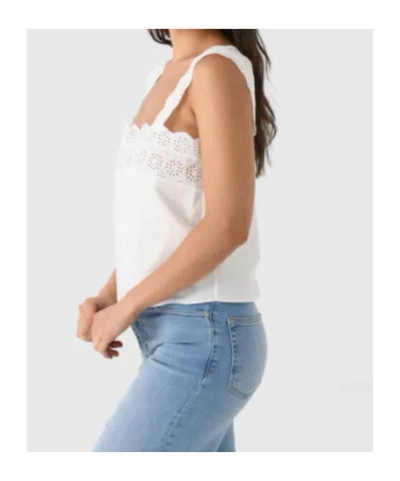 Frame Embroidered Scalloped-edge Top In White