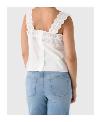 Frame Embroidered Scalloped-edge Top In White