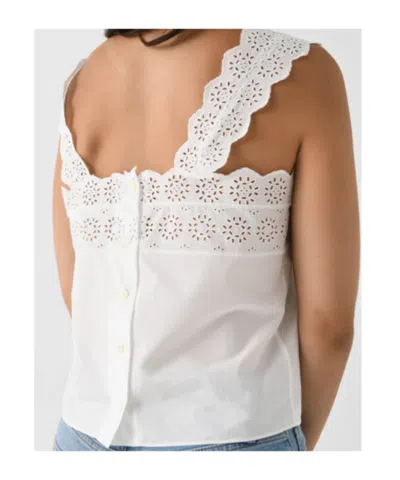 Frame Embroidered Scalloped-edge Top In White