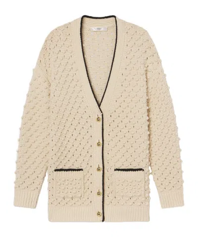 Frame Womens Cream The Bauble V-neck Cotton-knit Cardigan In White