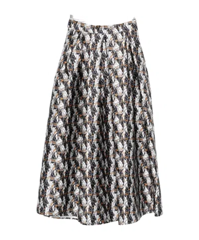 Alessandro Enriquez Printed Long Skirt In Brown