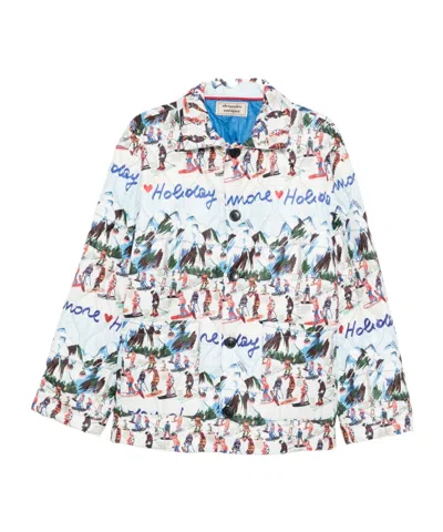 Alessandro Enriquez Printed Quilted Jacket In Blue