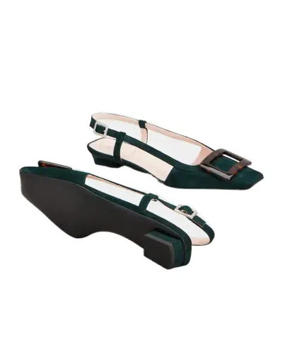 Roger Vivier Belle Vivier Slingback Ballerinas In Suede In Green