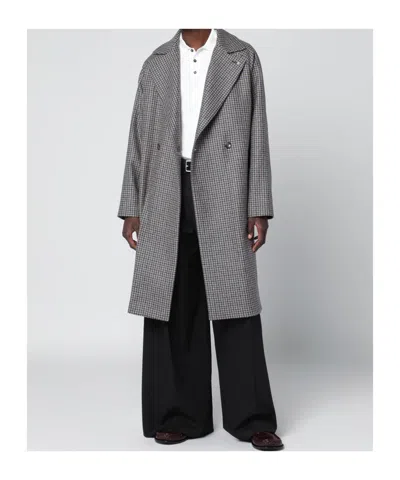 Tagliatore Checked Coat Featuring Belted Waist In Black