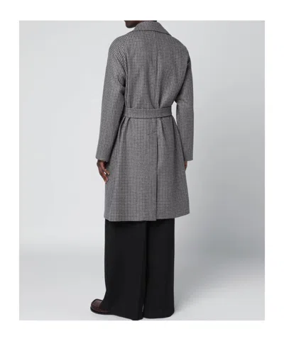 Tagliatore Checked Coat Featuring Belted Waist In Black