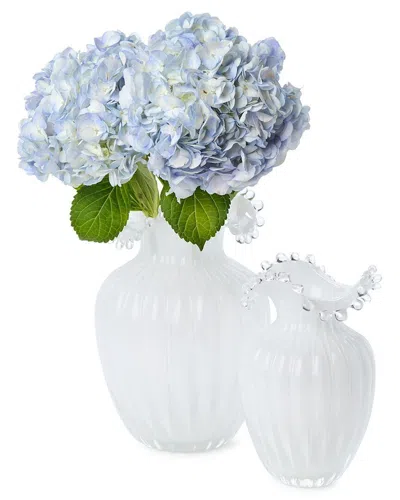 Two's Company Handcrafted Set Of 2 Glass Vases In White