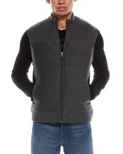 Amicale Cashmere Channel Quilted Wool & Cashmere-blend Sweater Vest In Gray