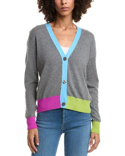 Incashmere Color Block Cashmere Cardigan In Gray