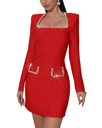 Amina Glam Mini Dress In Red