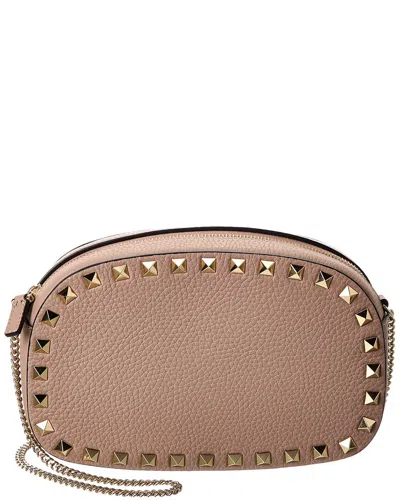 Valentino Rockstud Mini Grainy Leather Crossbody In Brown