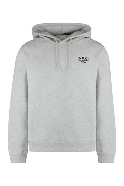 Apc A.p.c. Standard Rue Madame Cotton Hoodie In Gray