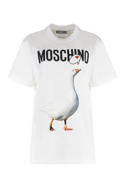Moschino Classic Cotton T-shirts And Polos Collection In White