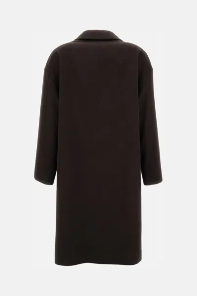 Alberto Biani Single-breasted Wool Coat In Brown