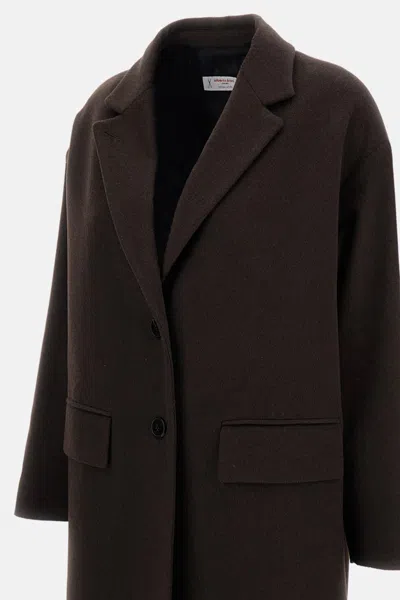 Alberto Biani Single-breasted Wool Coat In Brown