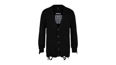 Pre-owned Givenchy Men's  Embroidered Star 4g Logo Cardigan In Black White In Multi