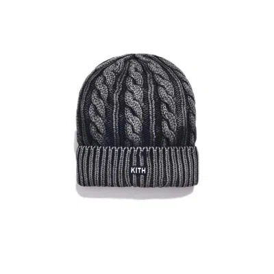Pre-owned Kith Washed Cable Knit Beanie In Black