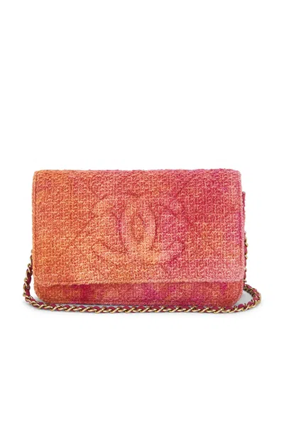 Pre-owned Chanel Tweed Wallet On Chain In Multi