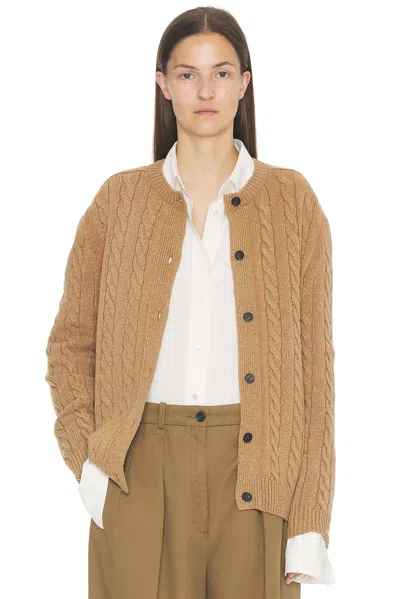 The Row Cable Knit Cardigan With Round Neckline And Button-down Front In Brown