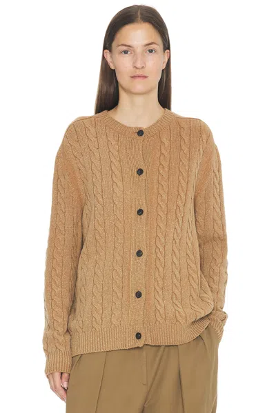 The Row Cable Knit Cardigan With Round Neckline And Button-down Front In Brown