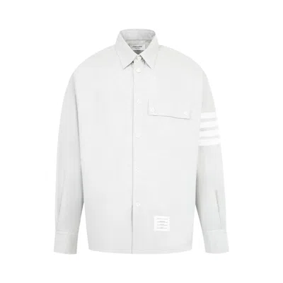 Pre-owned Thom Browne Oversized 4 Bar Shirt With Double Needle Contrast Stitch 'medium Grey' | Men's Size 3 In Gray